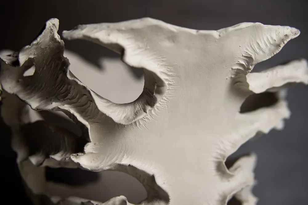 Structured porcelain sculpture